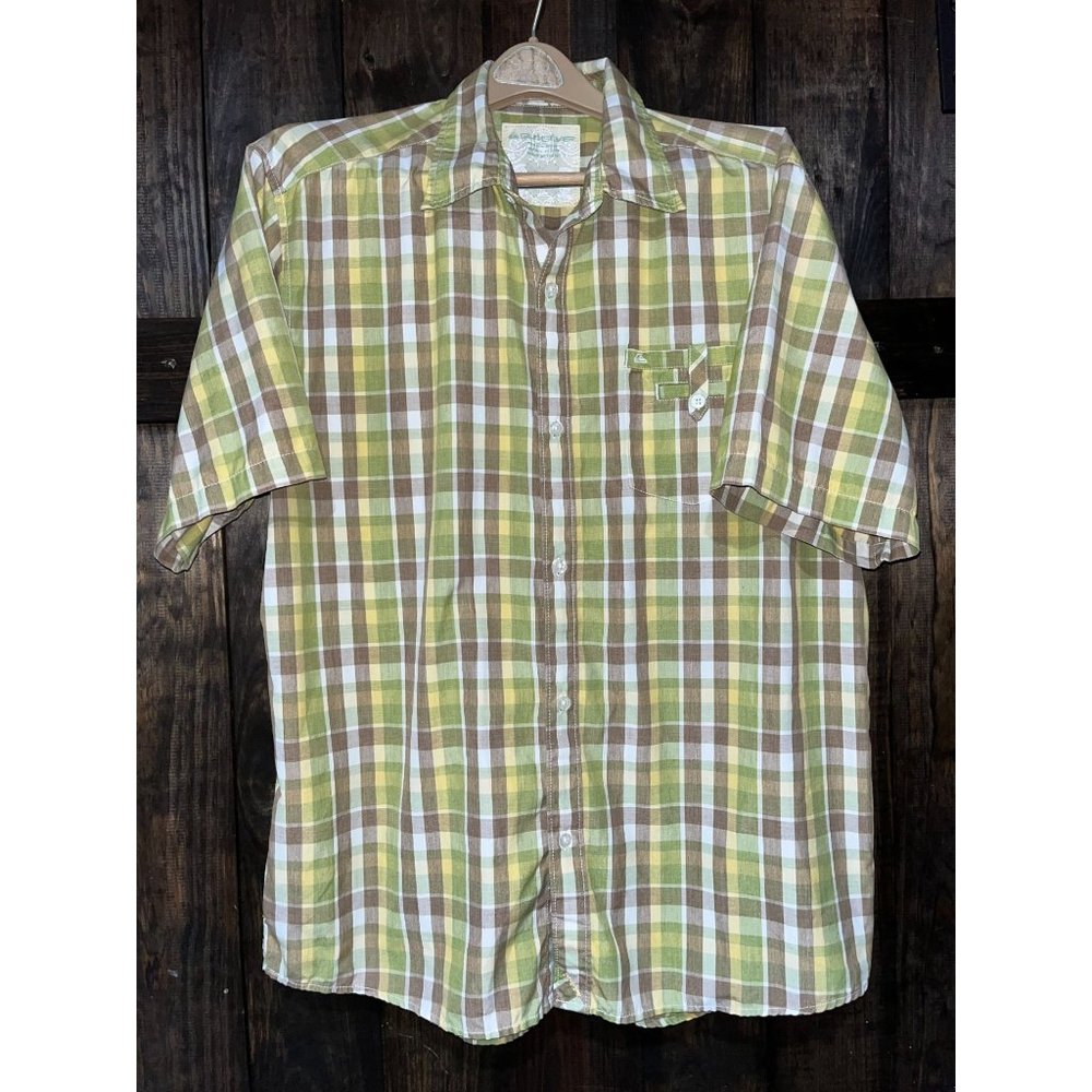 Quicksilver Men's Plaid Button Down SS Shirt Size XL